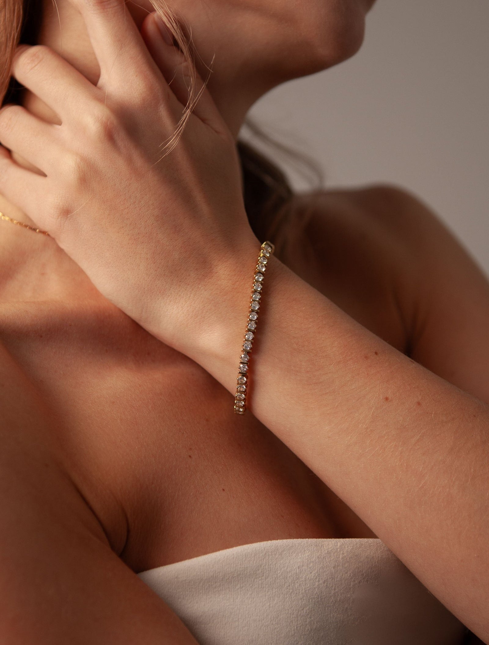 Złota bransoletka z cyrkoniami Tennis